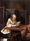 Famous Reading Paintings - A Lady Reading a Letter